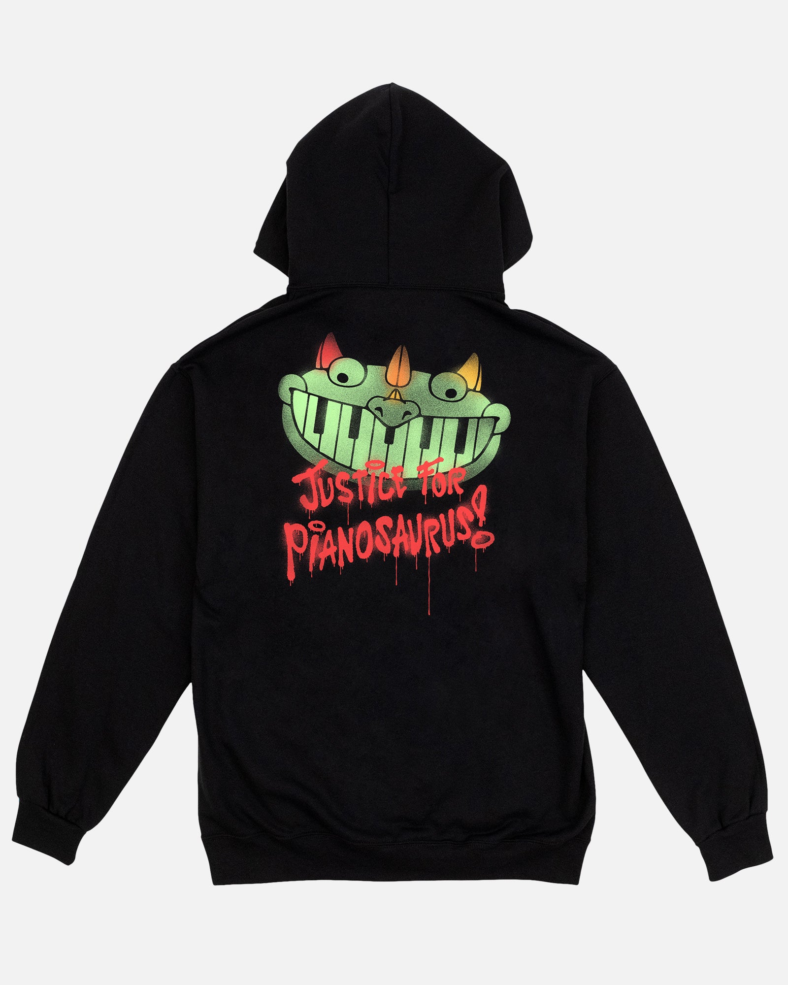 Justice For Pianosaurus Black Cotton Hoodie - Unisex Fit