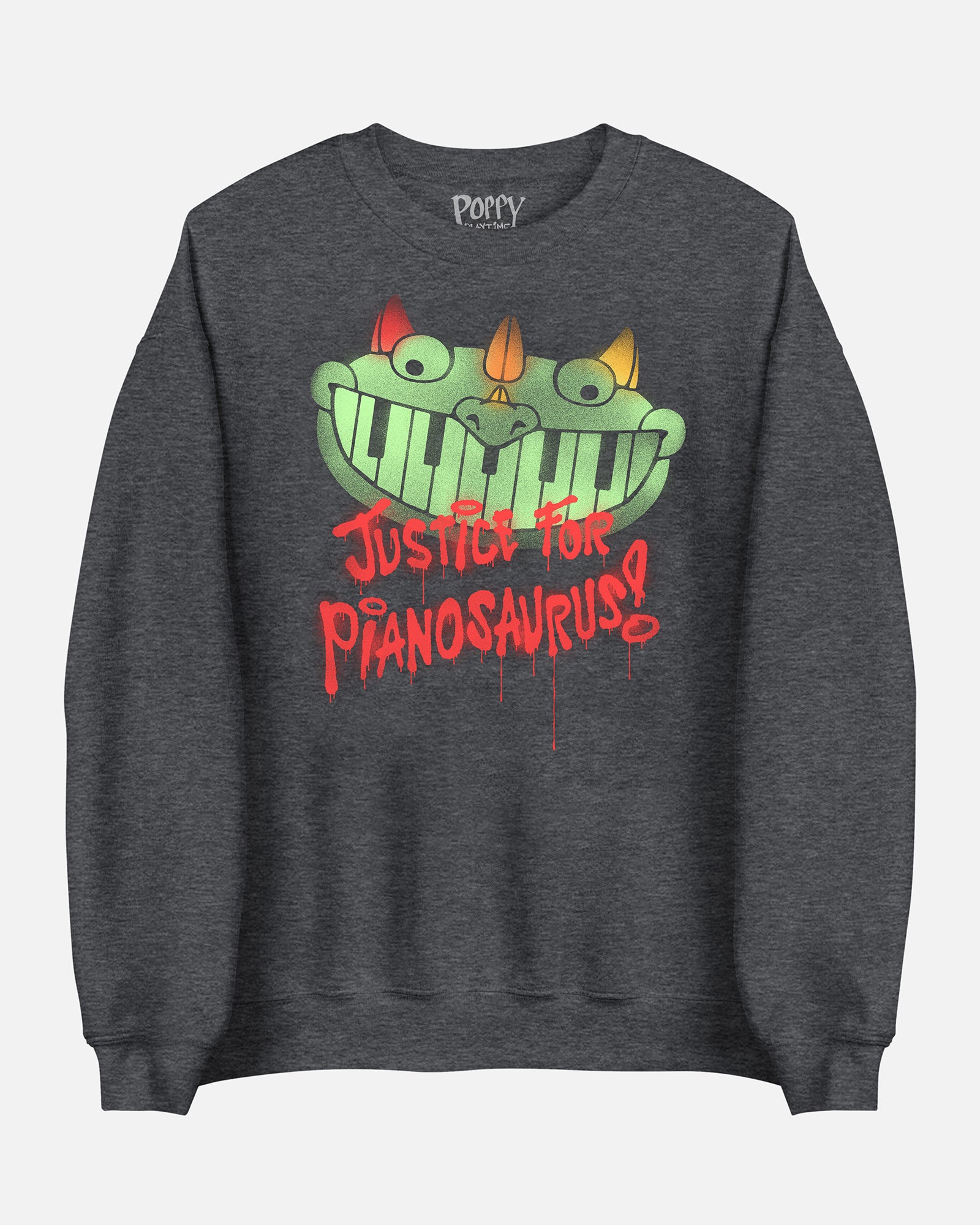 Justice For Pianosaurus Cotton Pullover Sweatshirt - Unisex Dark Heather