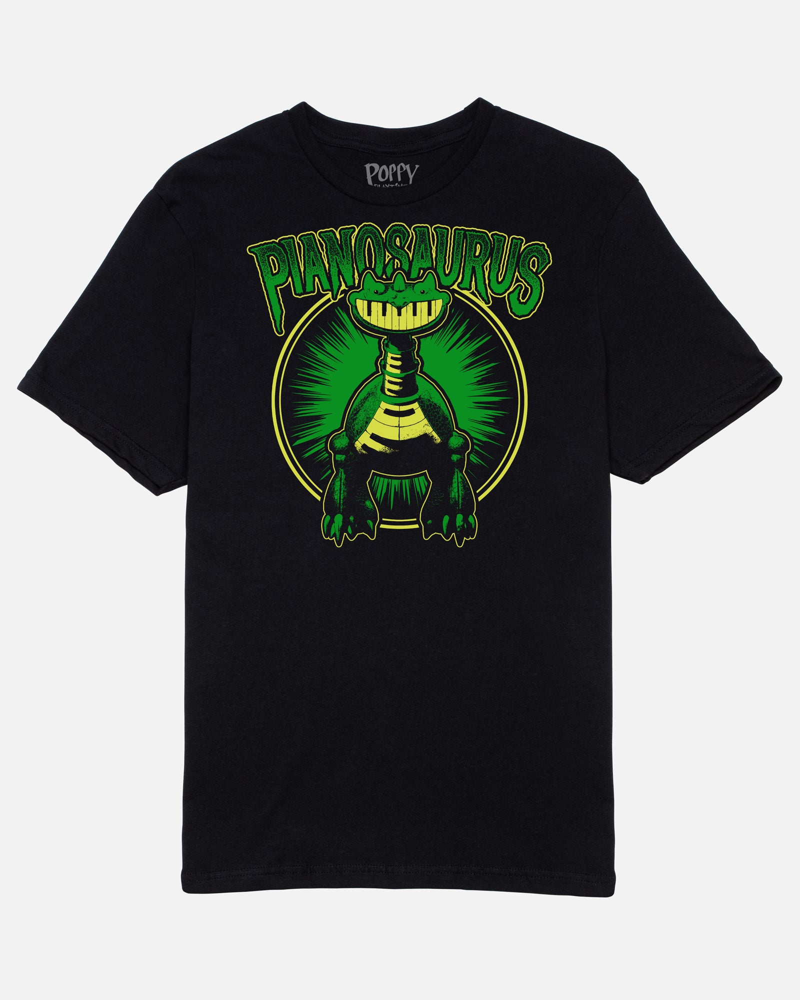 Pianosaurus Black Cotton T-Shirt for Men, Women & Kids