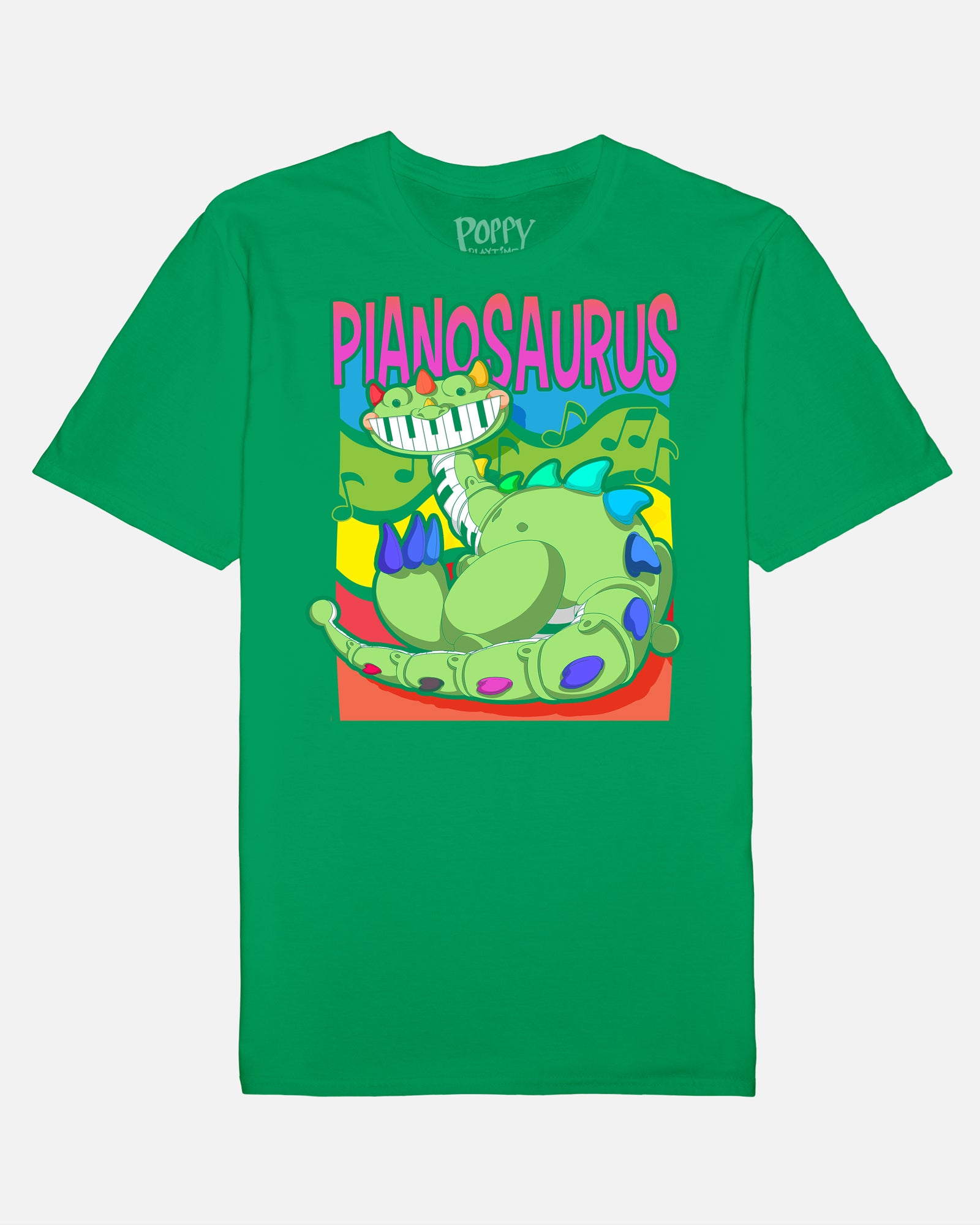 Pianosaurus Green Cotton T-Shirt for Men, Women & Kids