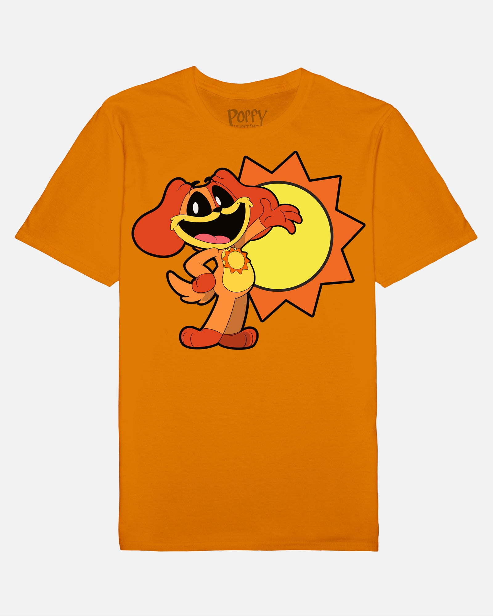 DogDay Cartoon Sun Orange Cotton T-Shirt - Unisex Fit