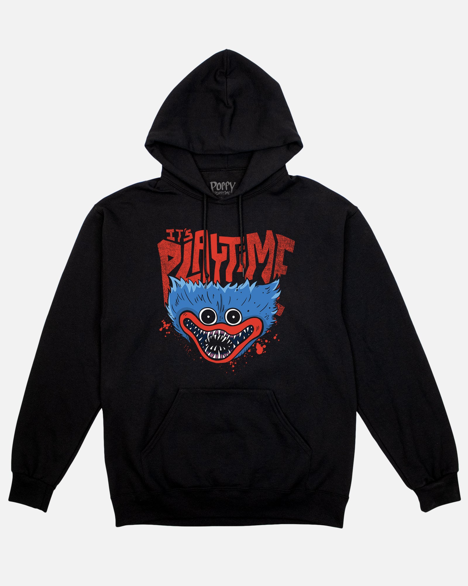 Poppy Wants To Play Cotton Drawstring Hoodie - Unisex Black