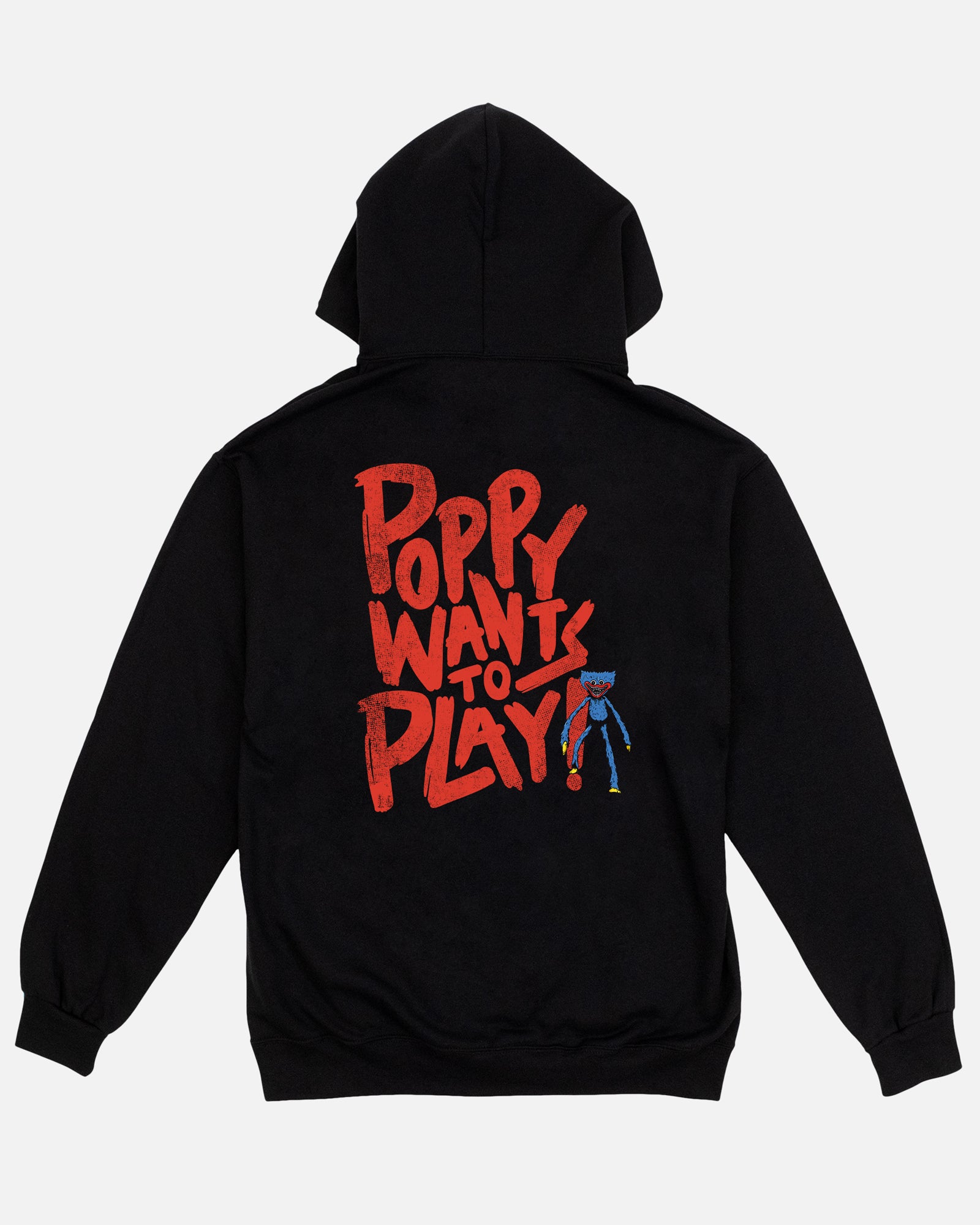 Poppy Wants To Play Cotton Drawstring Hoodie - Unisex Black
