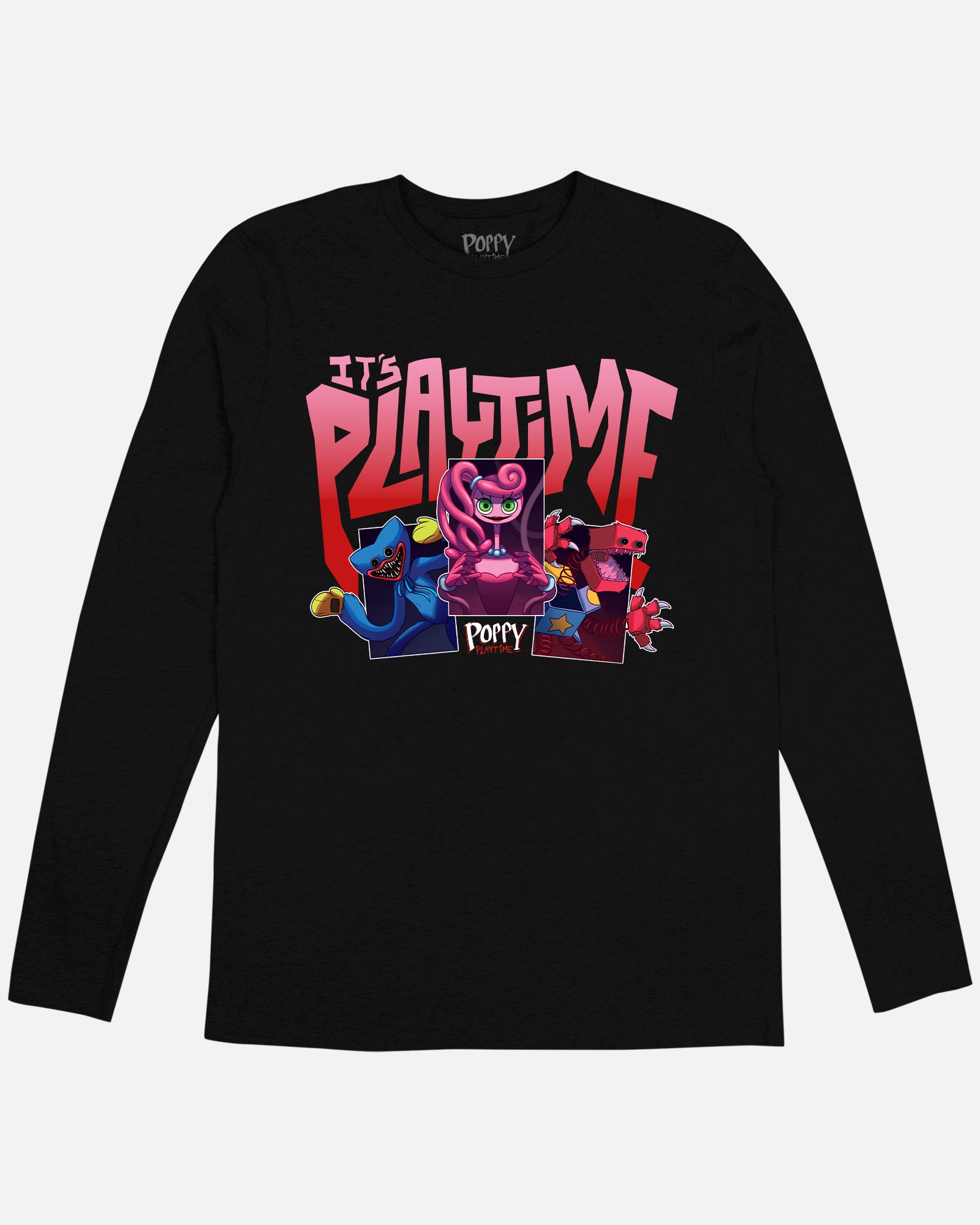Poppy Gang It's Playtime Black Long Sleeve Cotton Tee