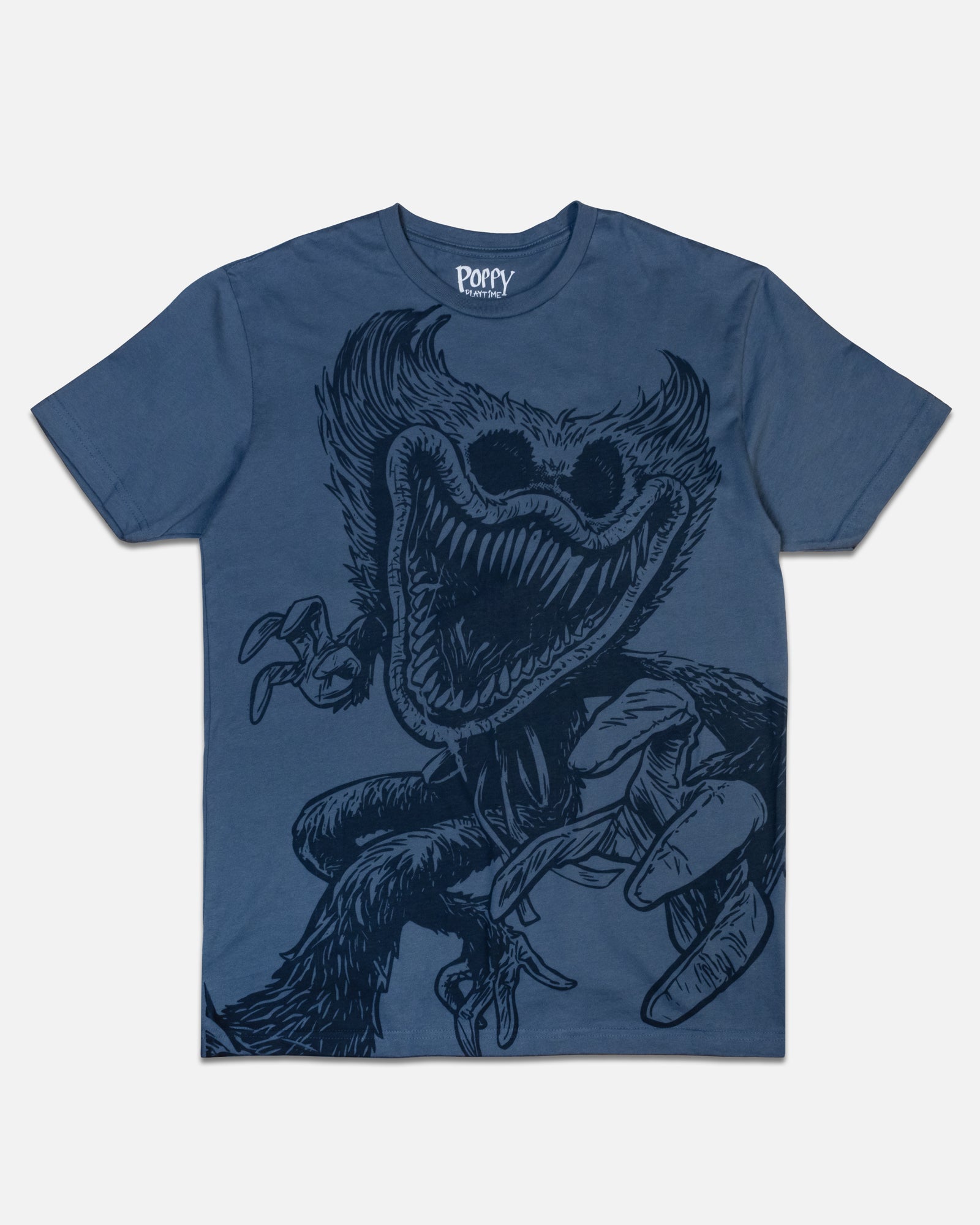 Nightmare Huggy Wuggy Oversized Cotton T-Shirt - Blue
