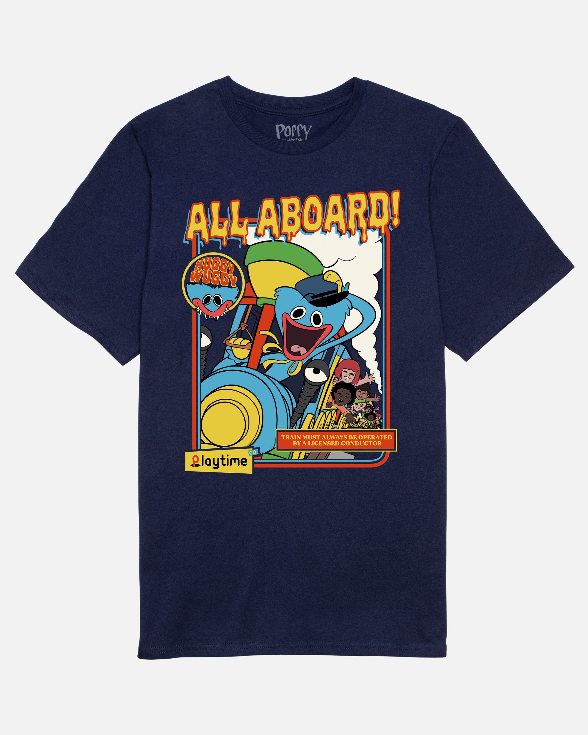Huggy Wuggy "All Aboard!" T-Shirt - Navy Cotton Unisex Tee